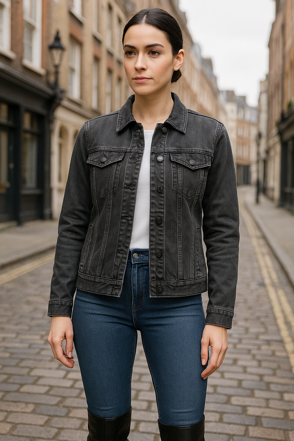 CHARCOAL BLACK DENIM JACKET