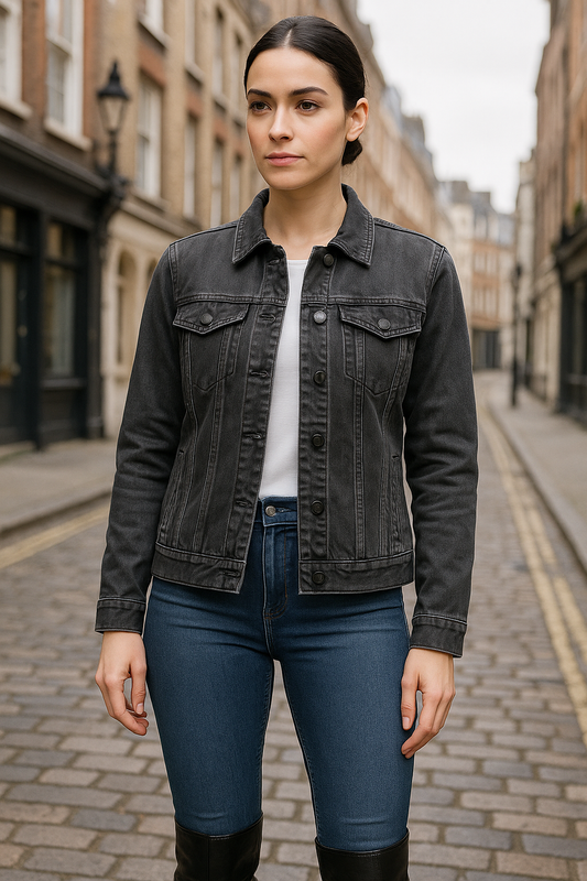 CHARCOAL BLACK DENIM JACKET