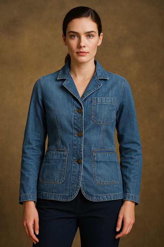 Polo-Style Denim Jacket for Women