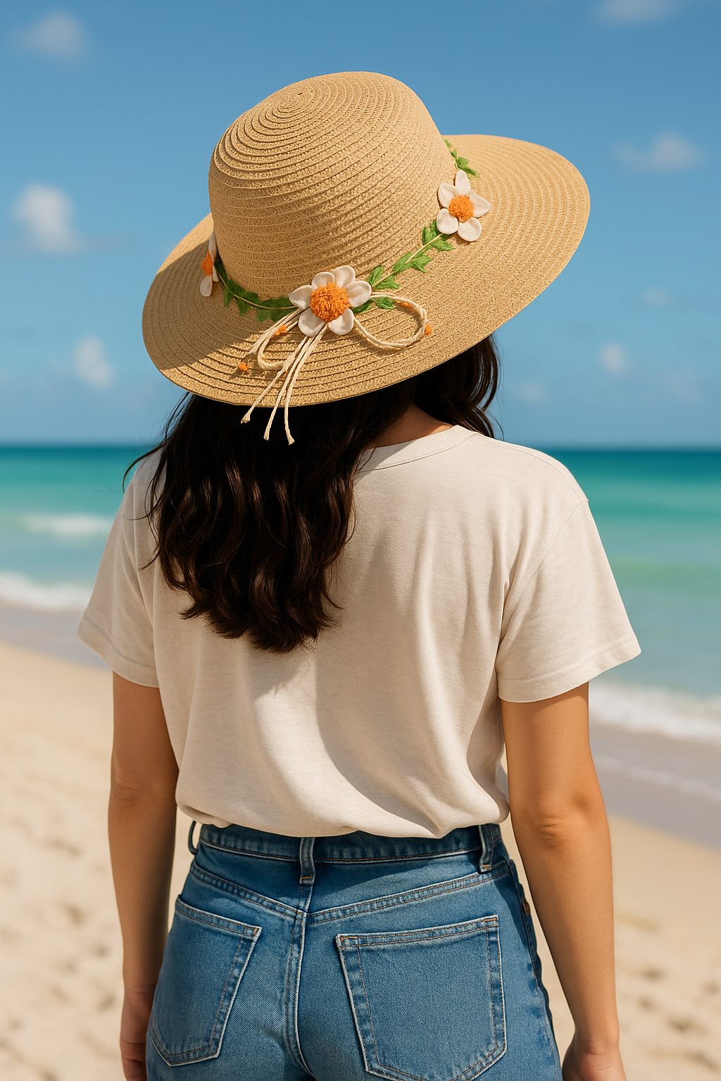 FLAIR HAT WITH FLORAL TIES