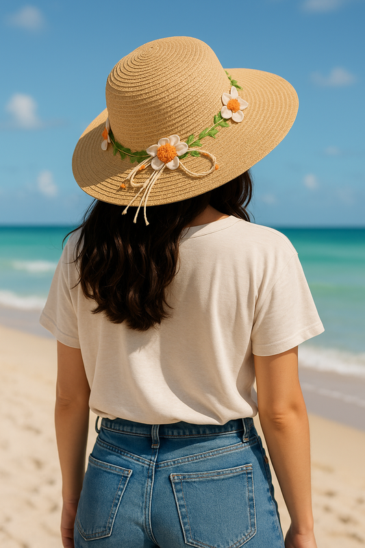FLAIR HAT WITH FLORAL TIES