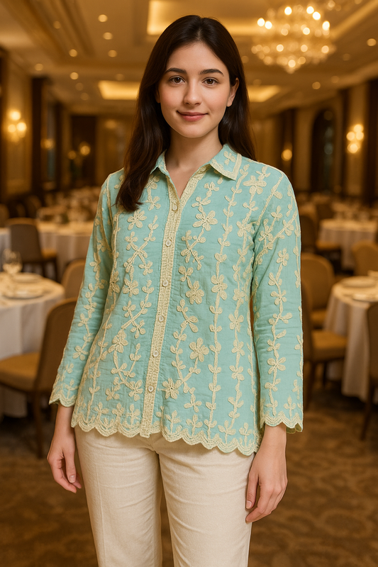 Elegant Embroidery cotton shirt