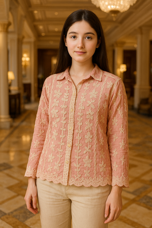 elegant embroidery cotton shirt