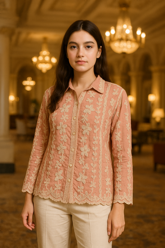 elegant embroidery cotton shirt