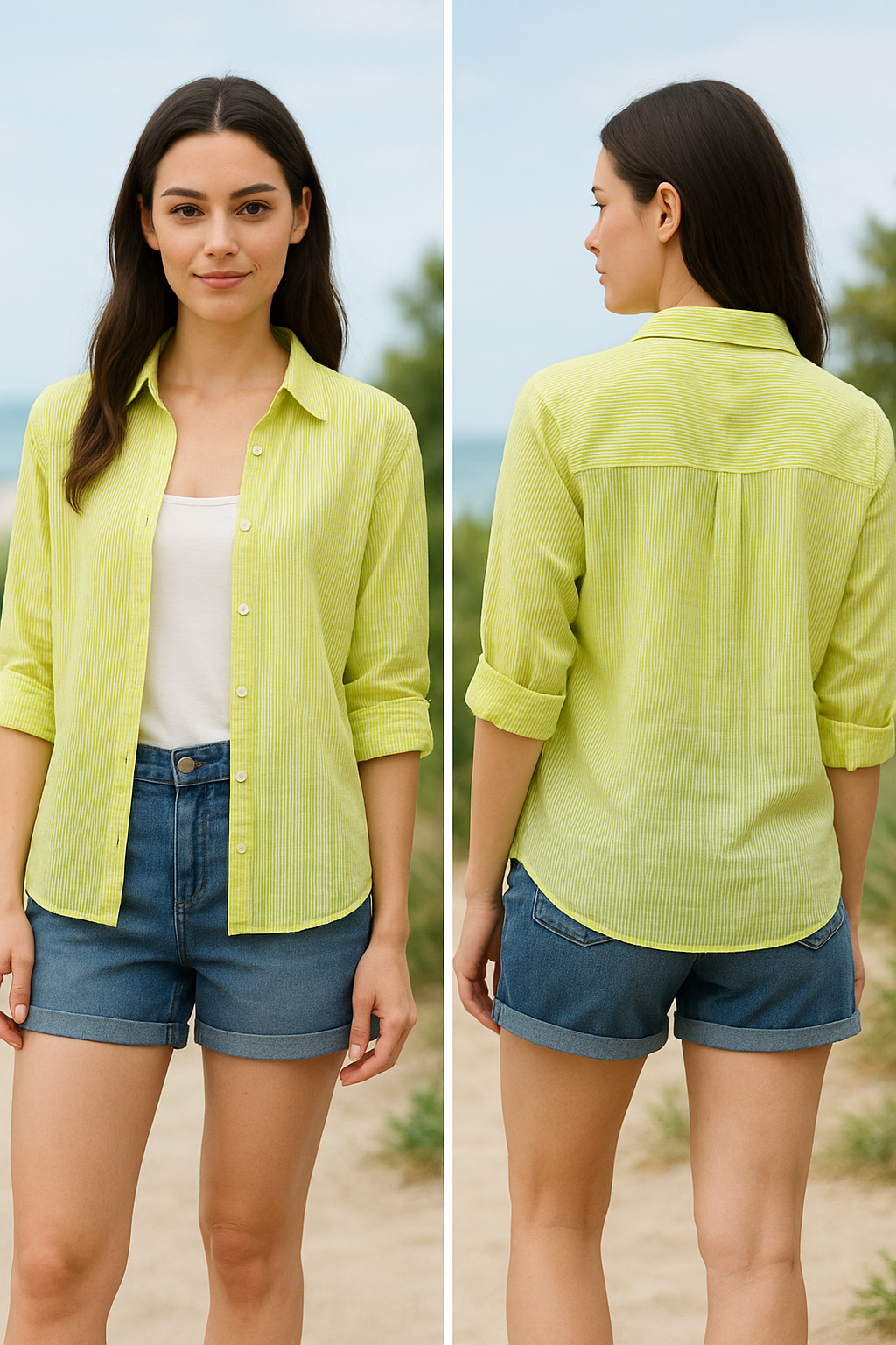 SHEER OVERSIZED SRIPE SHIRTS