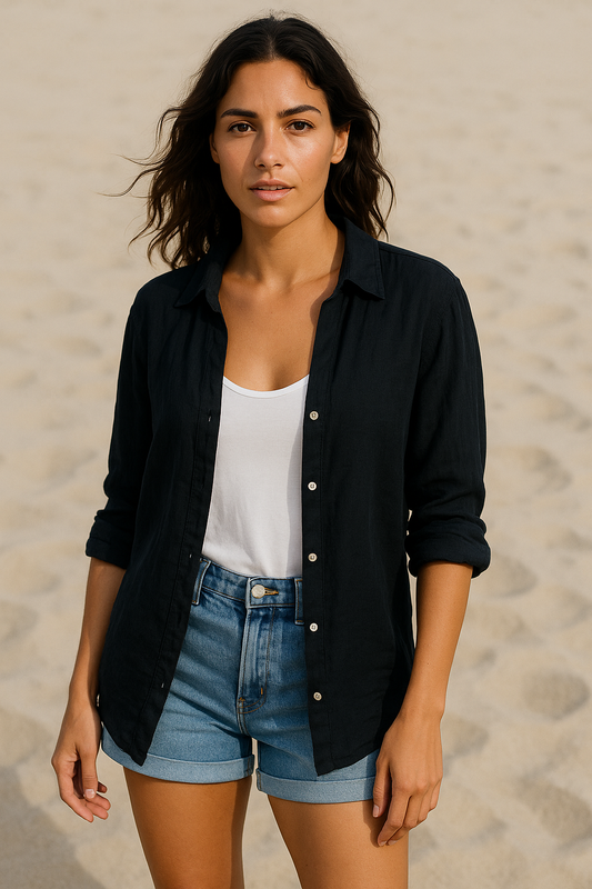 OVERSIZED PURE SOFT COTTON BLACK AND WHITE SHIRT