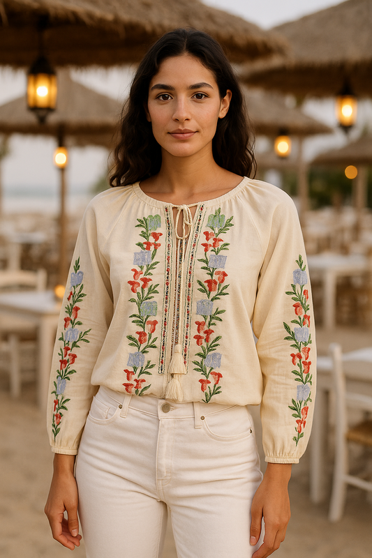 Embroidered Floral Cotton TOP