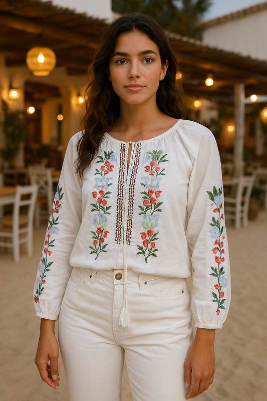 Embroidered Floral Cotton TOP