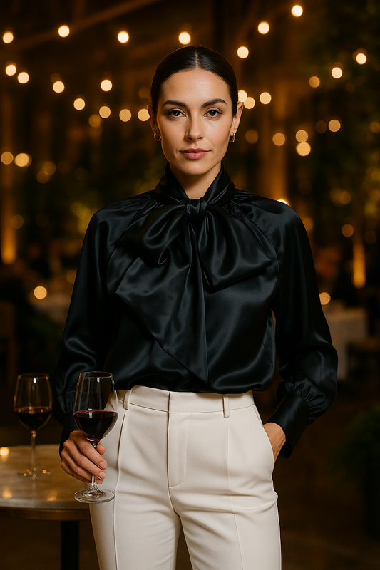 The Empress Silk Bow Blouse