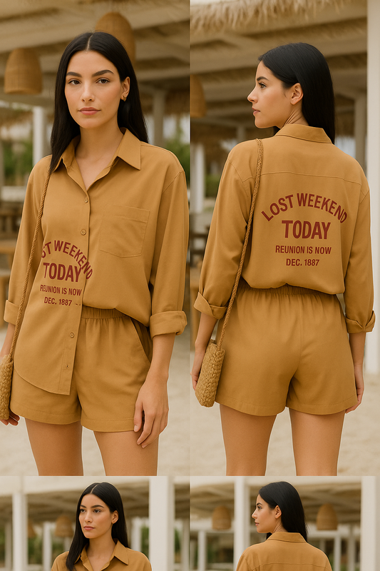 Caramel Brown Graphic Cord Set – “Lost Weekend” Edition