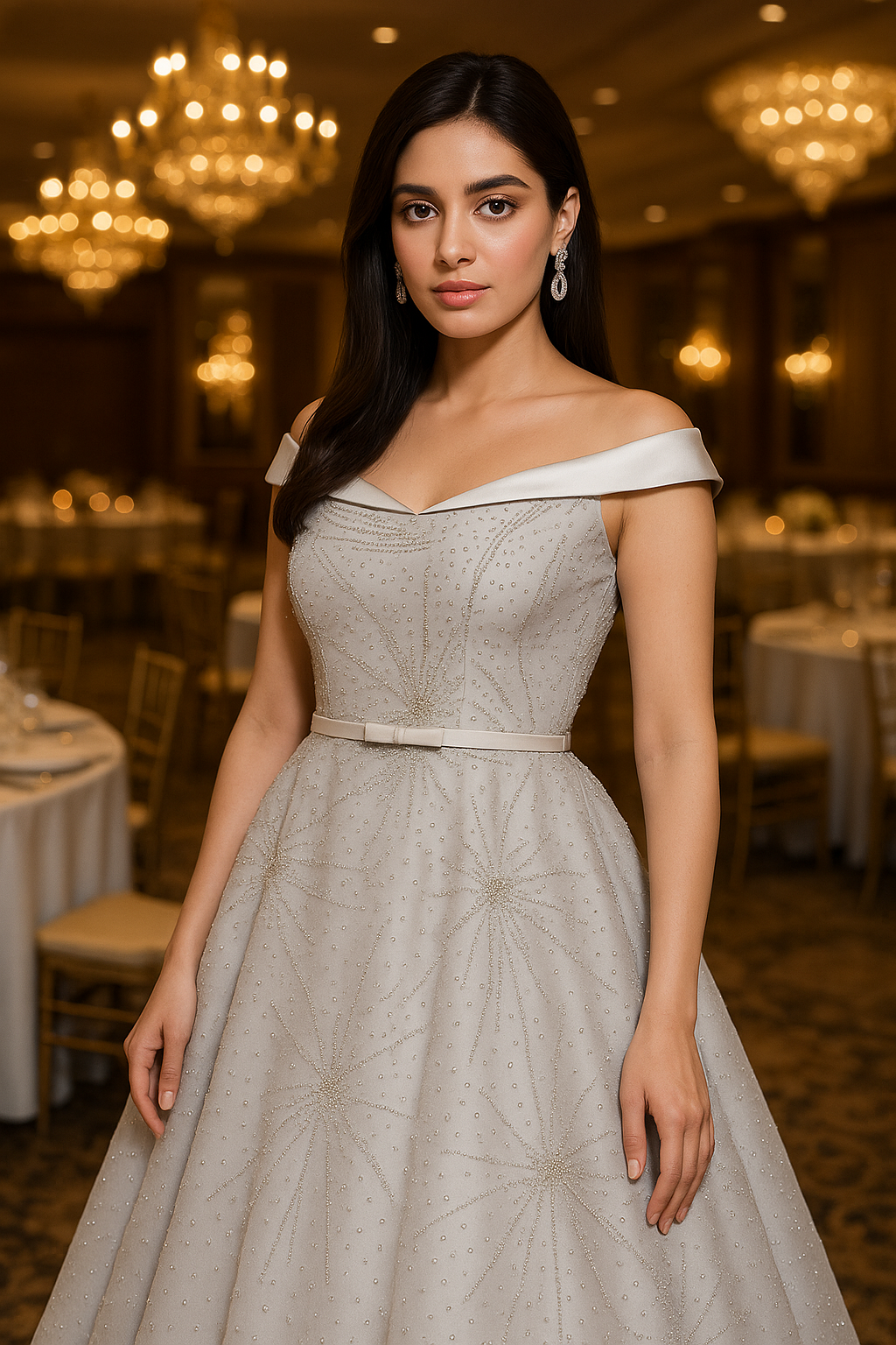 Celestial Grace Off-Shoulder Cocktail Short Dress