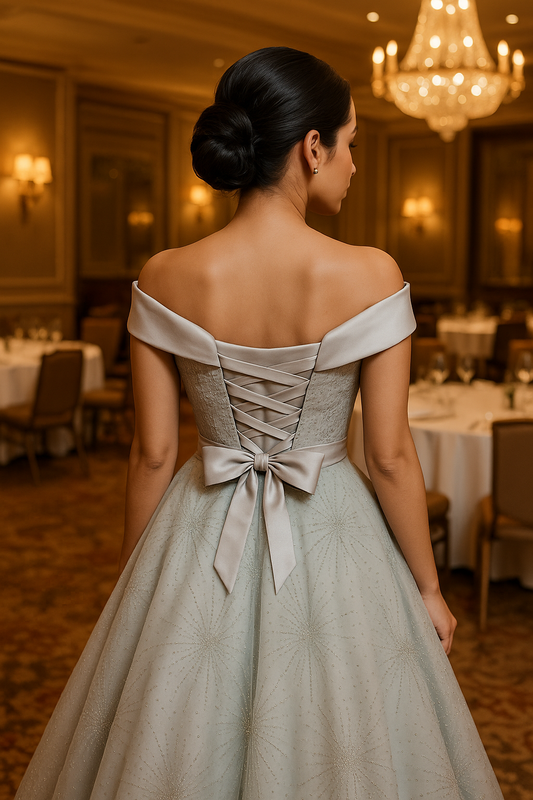 Celestial Grace Off-Shoulder Cocktail Short Dress