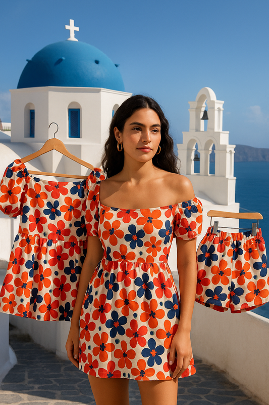 VIBRANT FLORAL DRESS CORD SET
