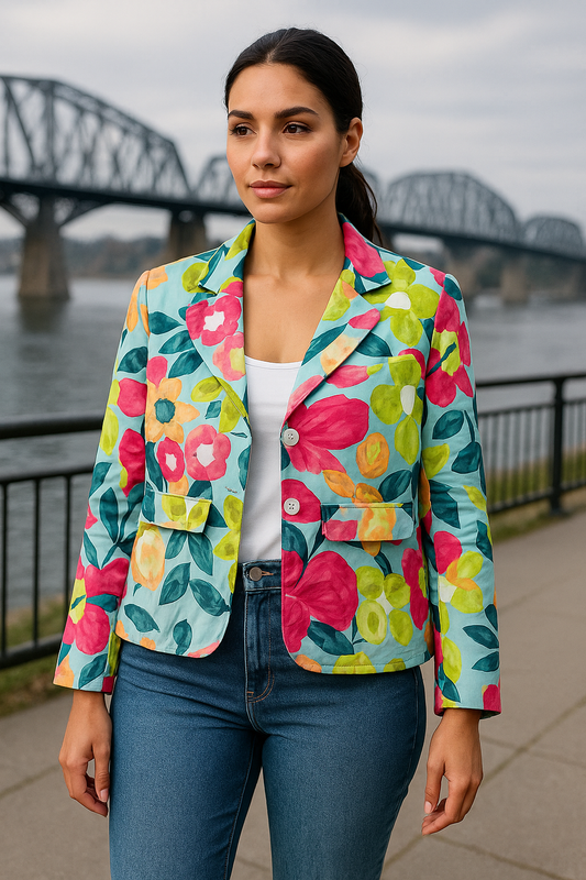 Bold Bloom Watercolor Blazer