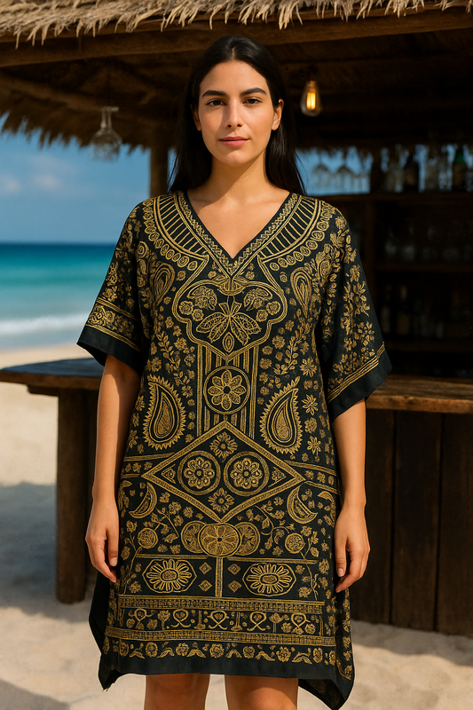 BLACK GOLD SHINE KAFTAN