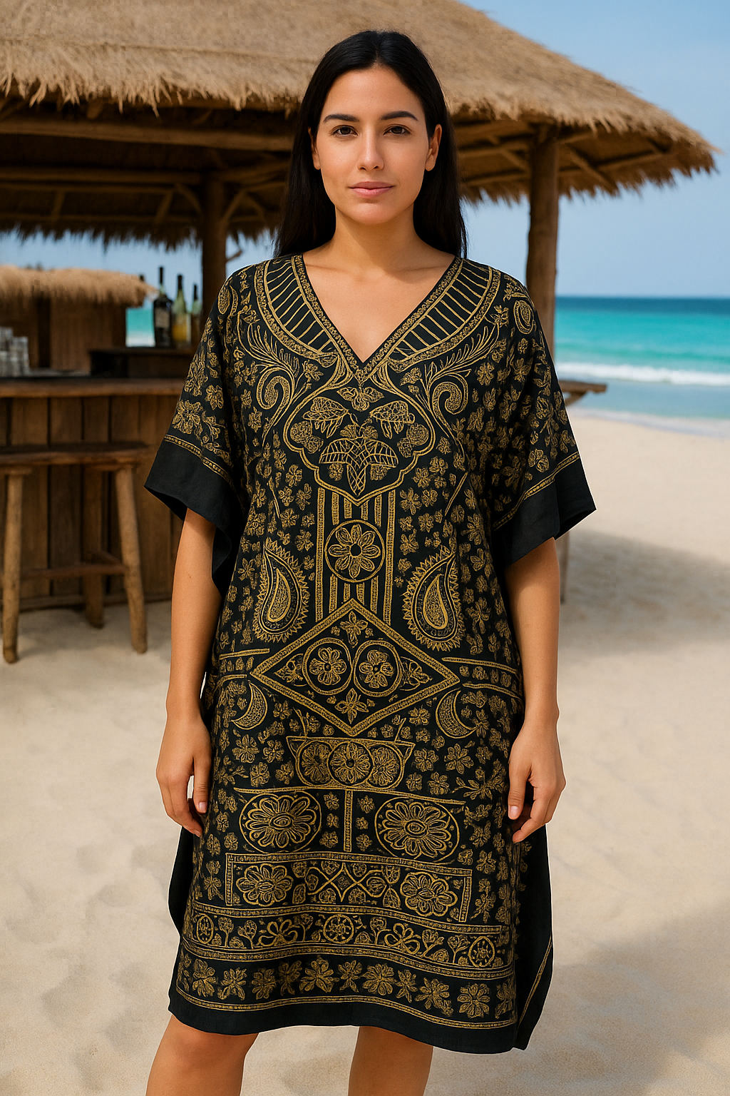 BLACK GOLD SHINE KAFTAN