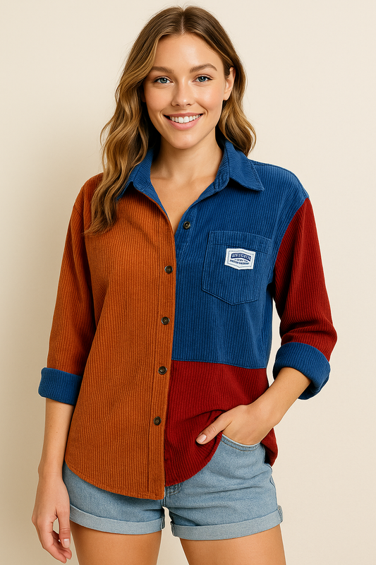 corduroy falling shoulder shirt