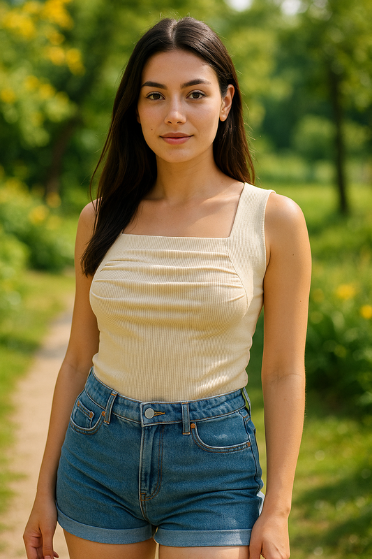 Ribbed Crop top with Draped Front