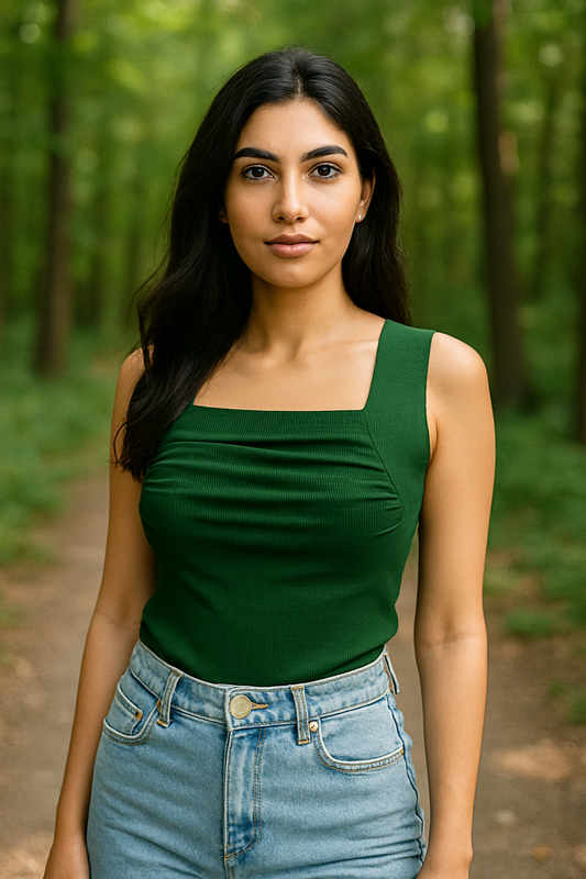 Ribbed Crop top with Draped Front