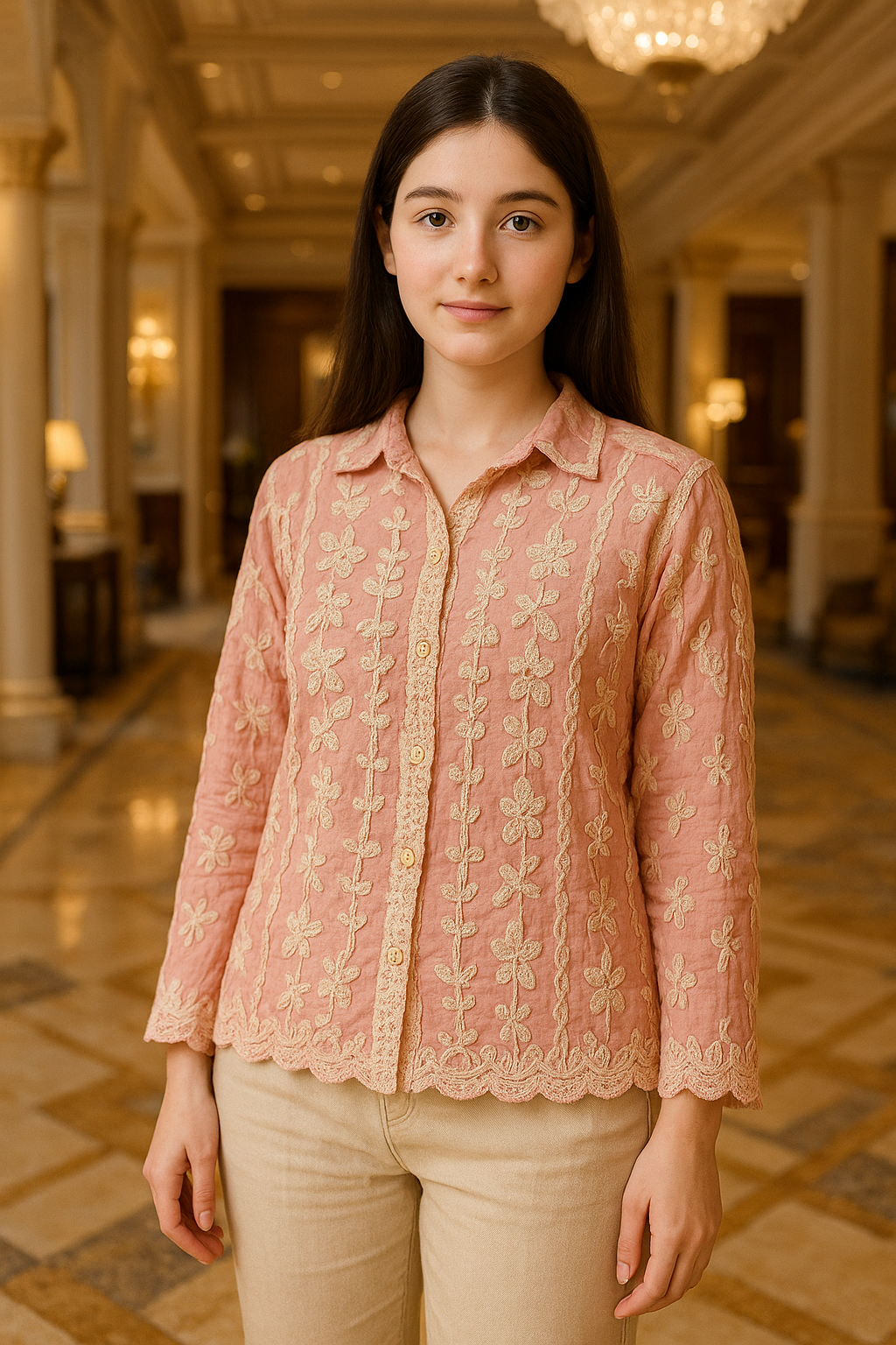 elegant embroidery cotton shirt