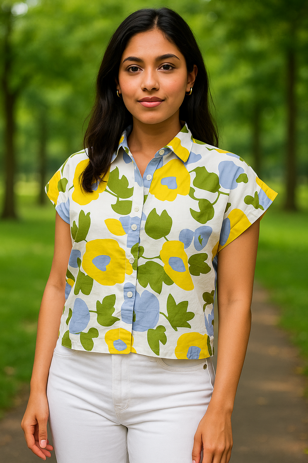 Tropical Abstract Print Short Shirt – Multicolor