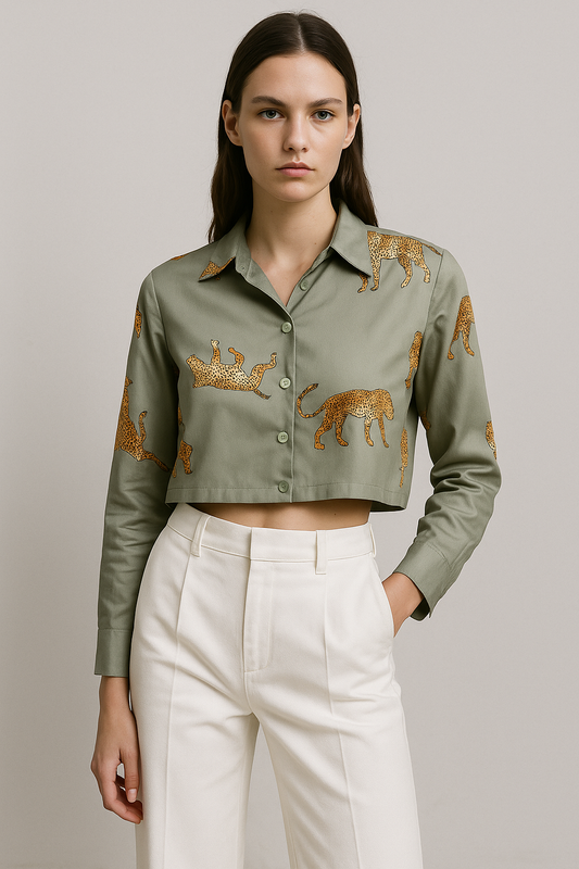 panther print blouse shirt